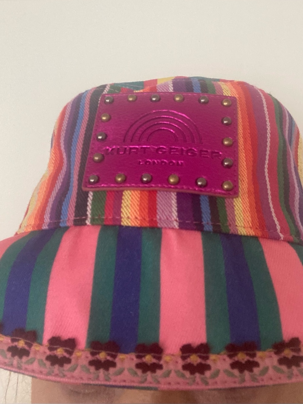 Kurt Geiger rainbow striped bucket hat